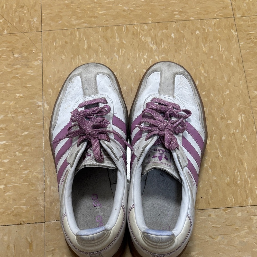 Adidas White and Pink Classic Sneakers
